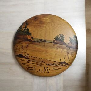 Myrtlewood Plaque Sunset Bay Oregon Vintage Hand Painted Wood